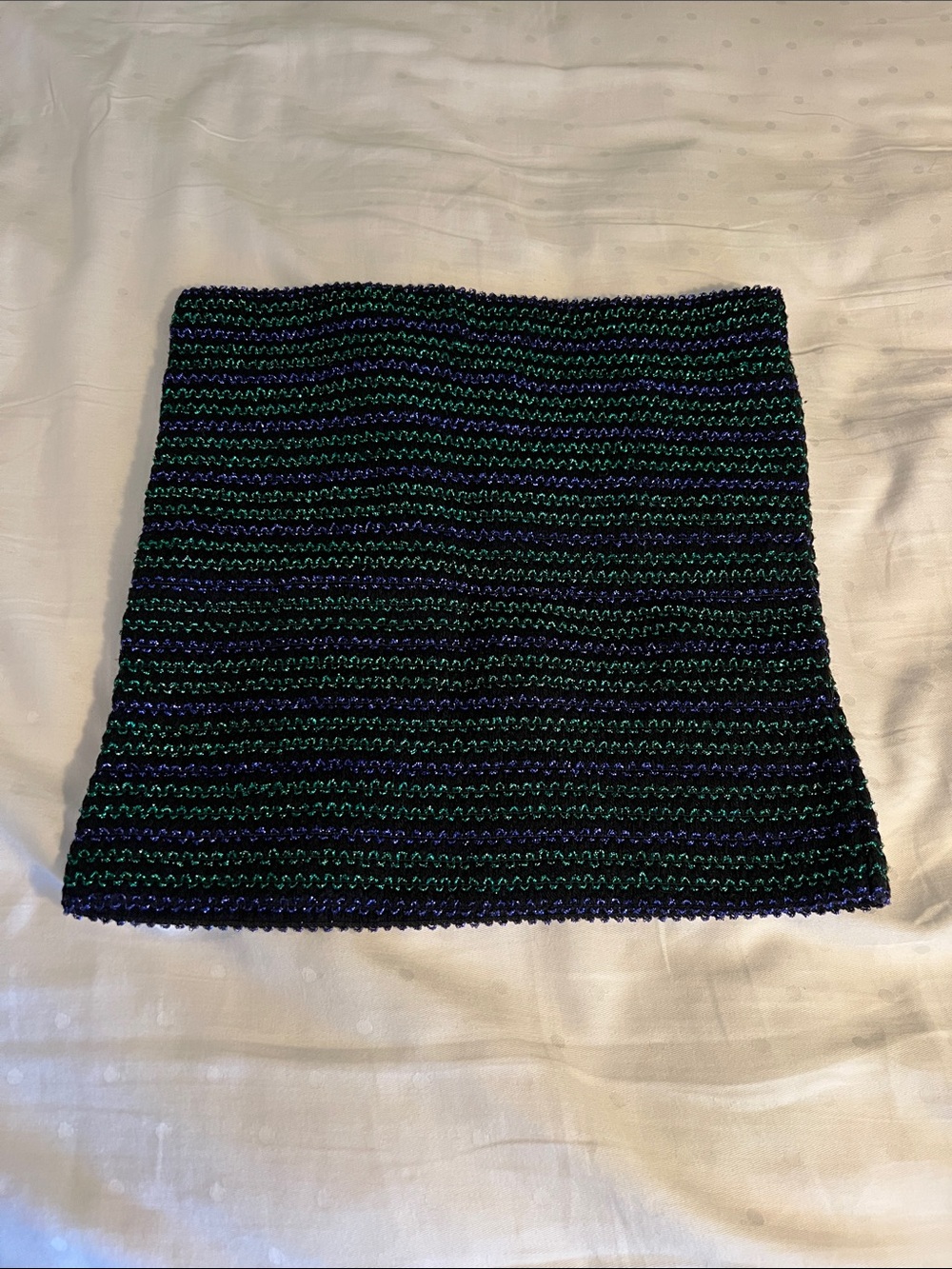 Tube Top - Black with Green and Purple Metallic Stripes - Spandex - Size L